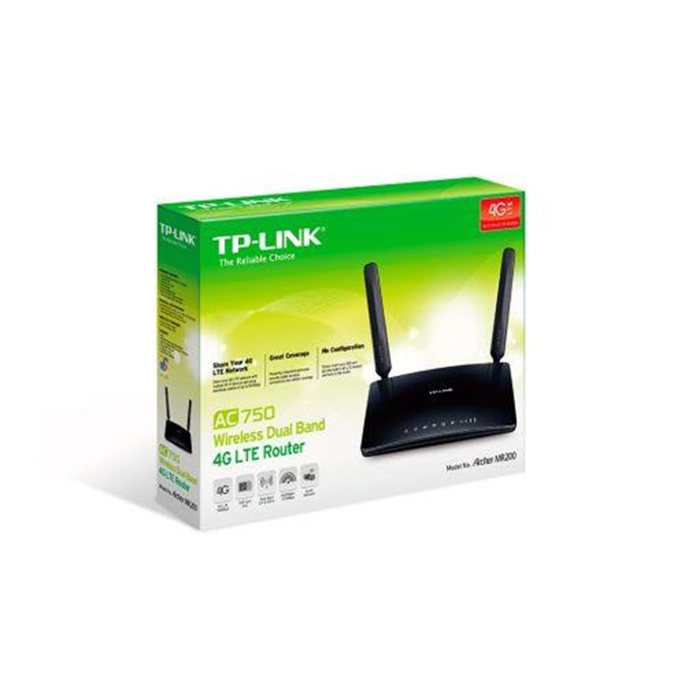 TP-LINK ARCHER MR200 4 Port 10/100Mbps AC750 2 Anten Masaüstü Dual Band 4G LTE Router