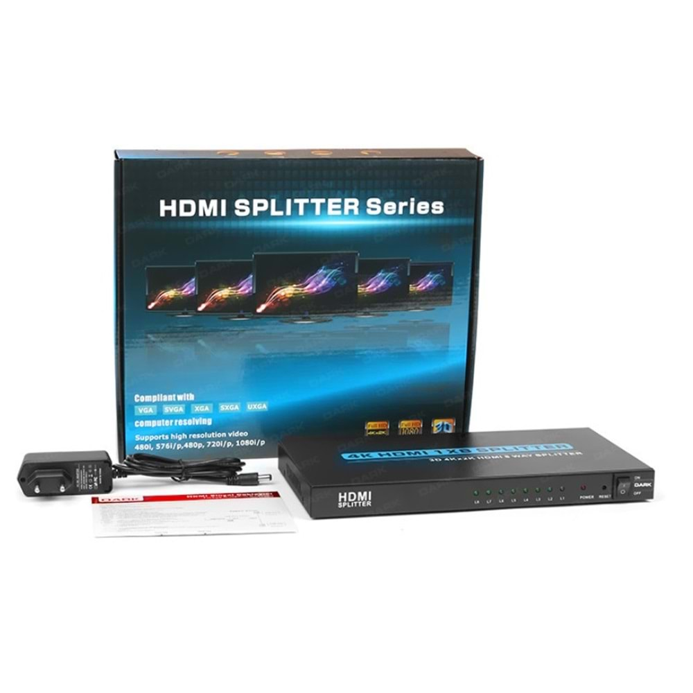 DARK DK-HD-SP8X1 Full HD 8 Çıkışlı HDMI Splitter (Çoklayıcı)