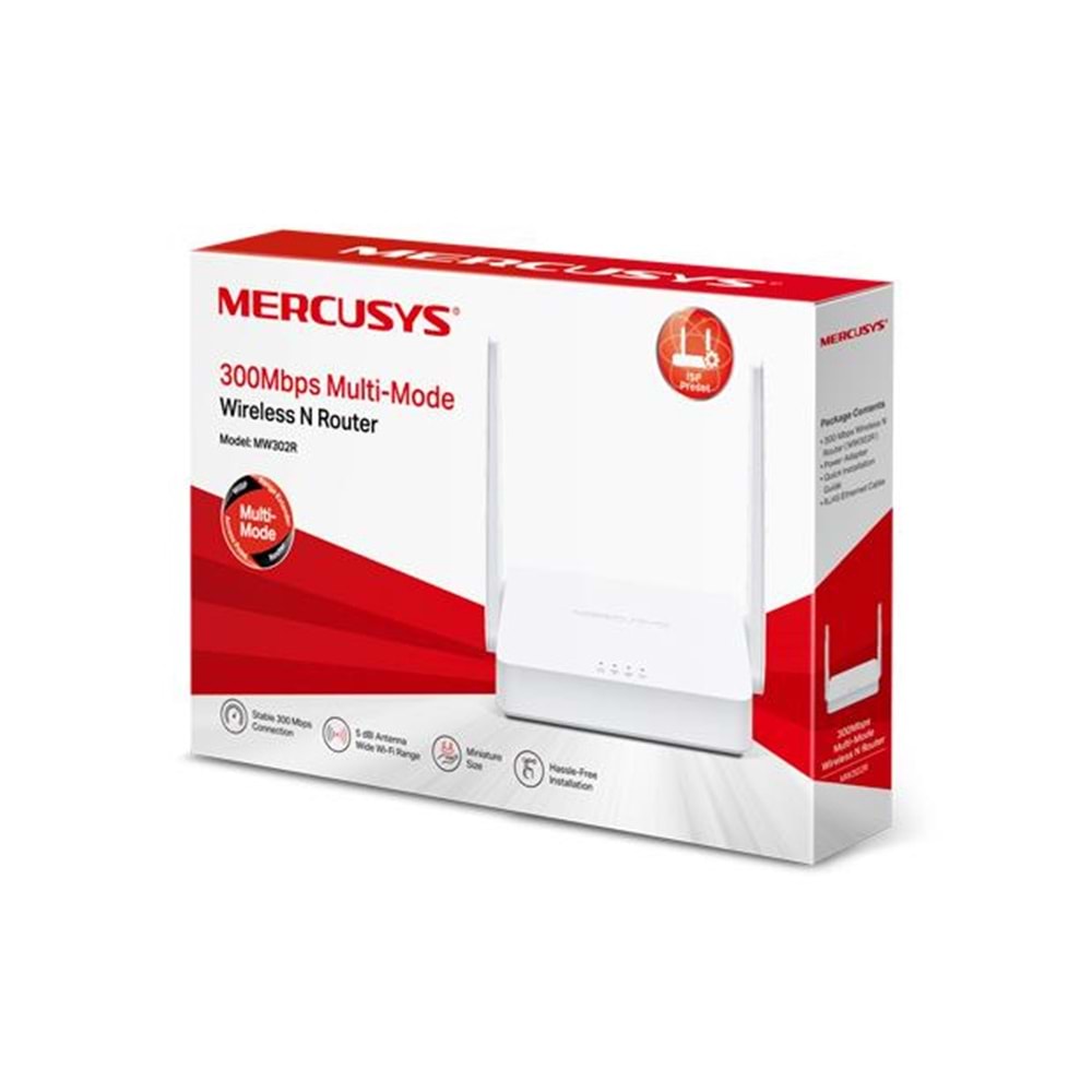 TP-LINK MERCUSYS MW302R 2xLAN, 1xWAN 300mbps 2x5dBi Anten Wi-Fi Router