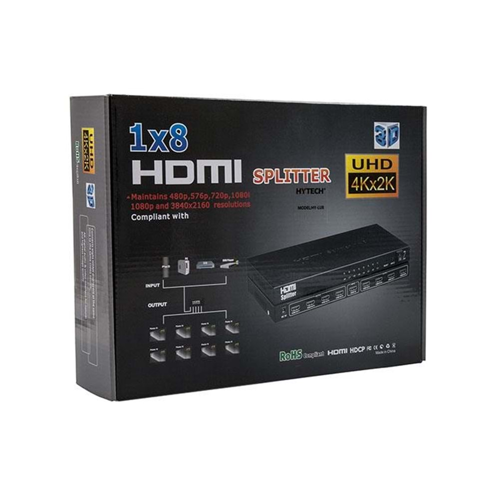 HYTECH HY-LU8 8 Port 4K*2K HDMI Splitter (Çoklayıcı)