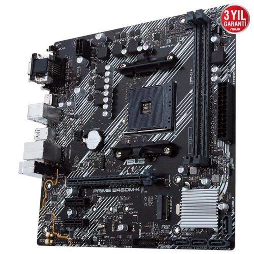 ASUS PRIME B450M-K II B450 DDR4 Vga GLan mATX DVI HDMI USB3.2 M.2 AM4 AMD Anakart