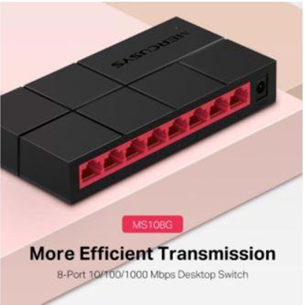 TP-LINK MERCUSYS MS108G 8 Port 10/100/1000 Yönetilemez Switch Mini Desktop
