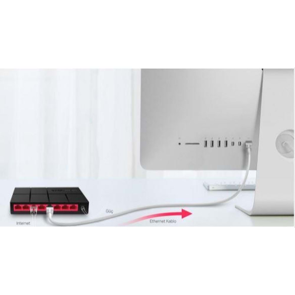 TP-LINK MERCUSYS MS108G 8 Port 10/100/1000 Yönetilemez Switch Mini Desktop