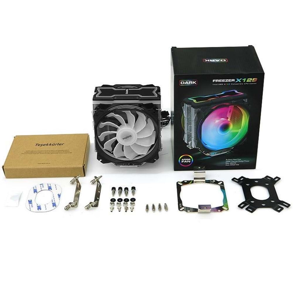 DARK DKCCX129 AM4/1150/1156/775 120 mm RGB LED Fanlı Kule Tipi İşlemci Soğutucu