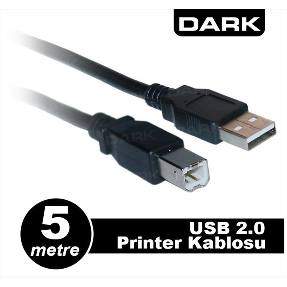 DARK DK-CB-USB2PRNL500 5 Mt USB 2.0 Yazıcı ve Data Kablosu (B-Tip)