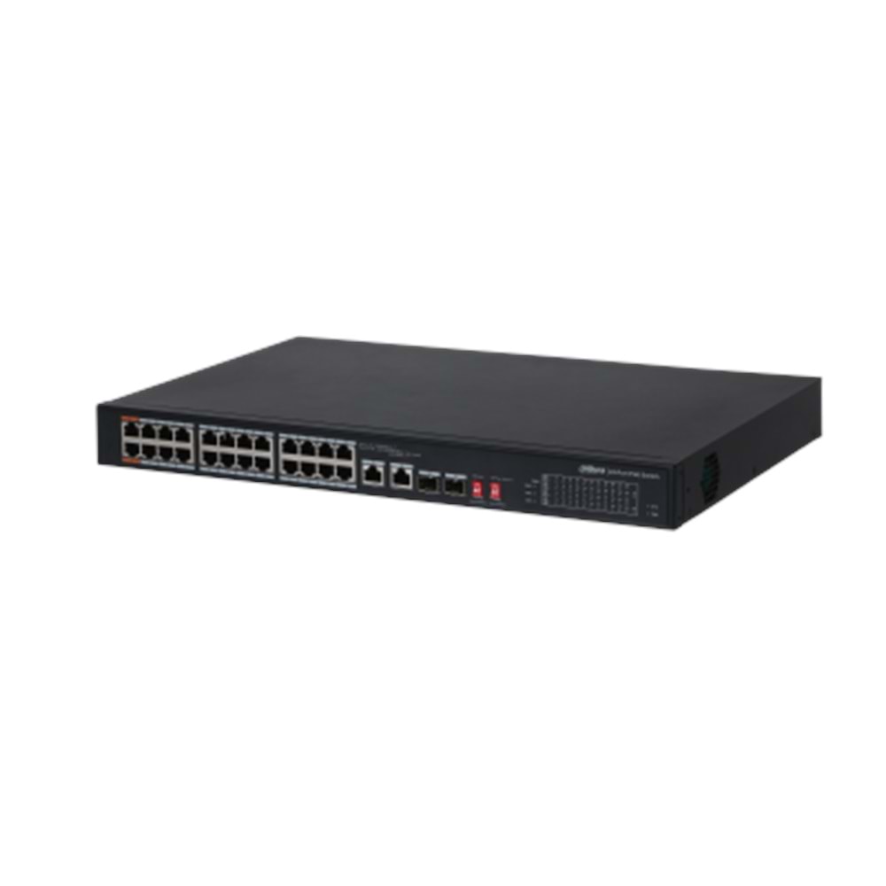 DAHUA PFS3226-24ET-240 24 Port 10/100 Yönetilemez 2xCombo + 2xSFP 24 Adet Poe 240W Metal Kasa