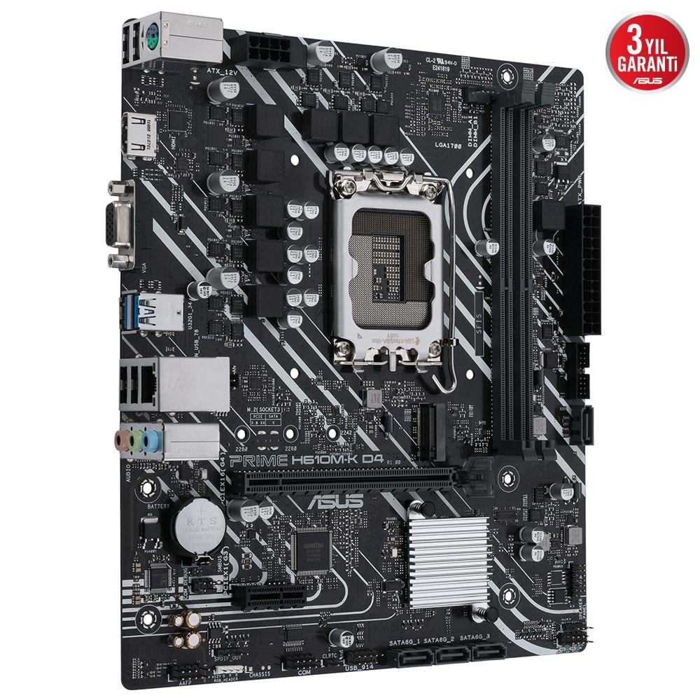 ASUS PRIME H610M-K D4 H610 DDR4 Vga GLan mATX HDMI USB3.2 M2 RGB 1700p Anakart