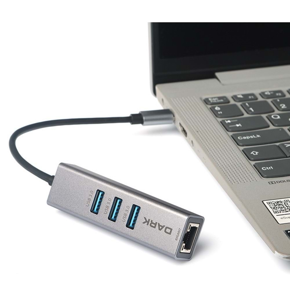 DARK DK-AC-U31X3GL Type-C to RJ45 Gigabit 3xUSB 3.0 Hub Çoklayıcı