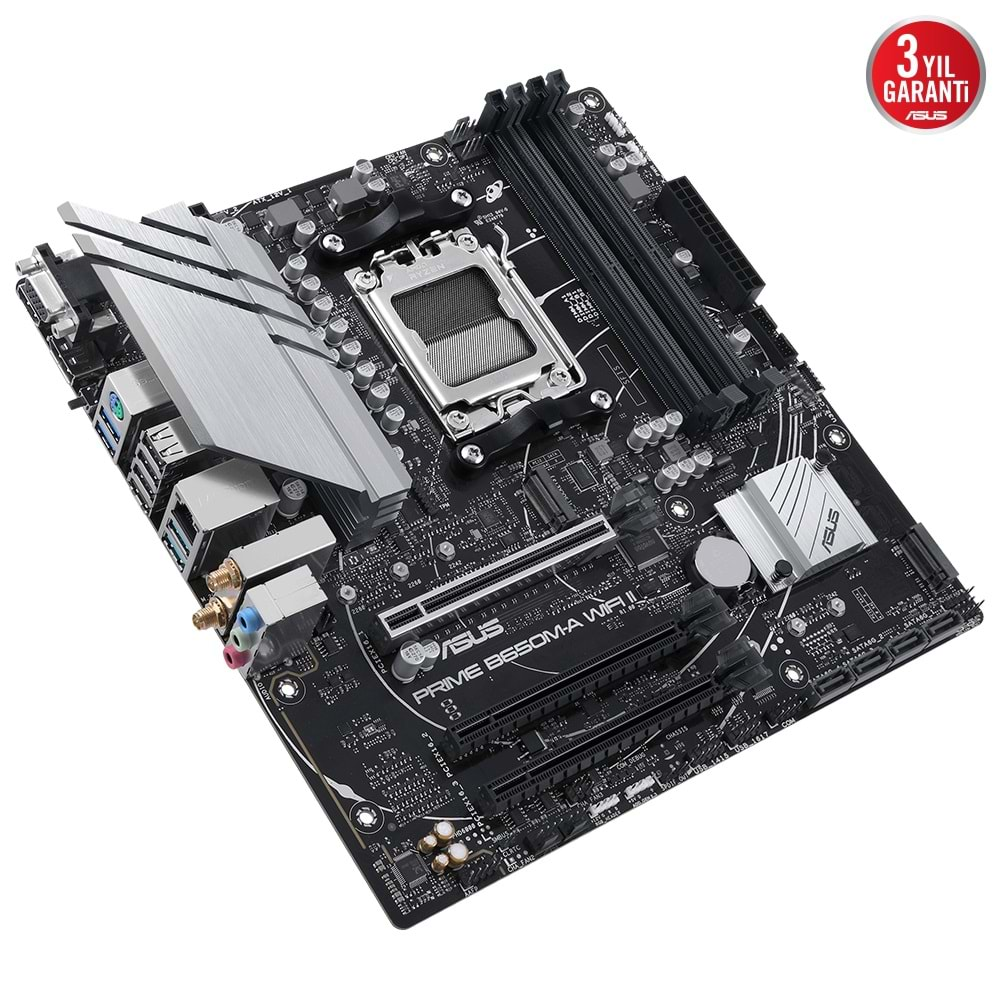 ASUS PRIME B650M-A WIFI II B650 DDR5 Vga GLan 2.5G mATX HD DP TYP-C M2 AURA WIFI BT AM5 AMD Anakart