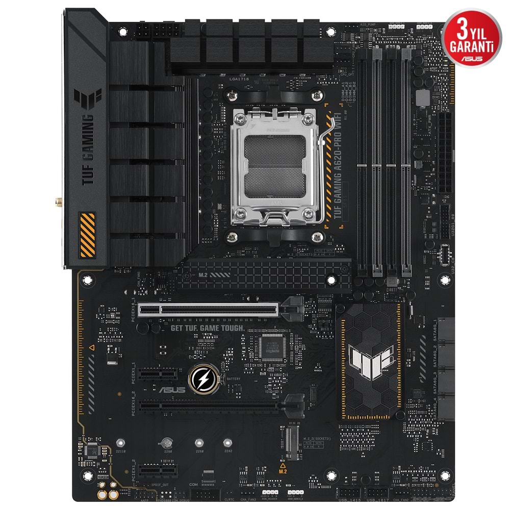 ASUS TUF GAMING A620-PRO WIFI A620 DDR5 (Vga Yok) GLan 2.5G ATX HD DP US3 WIFI BT TYP-C RGB M2 AM5 AMD Anakart