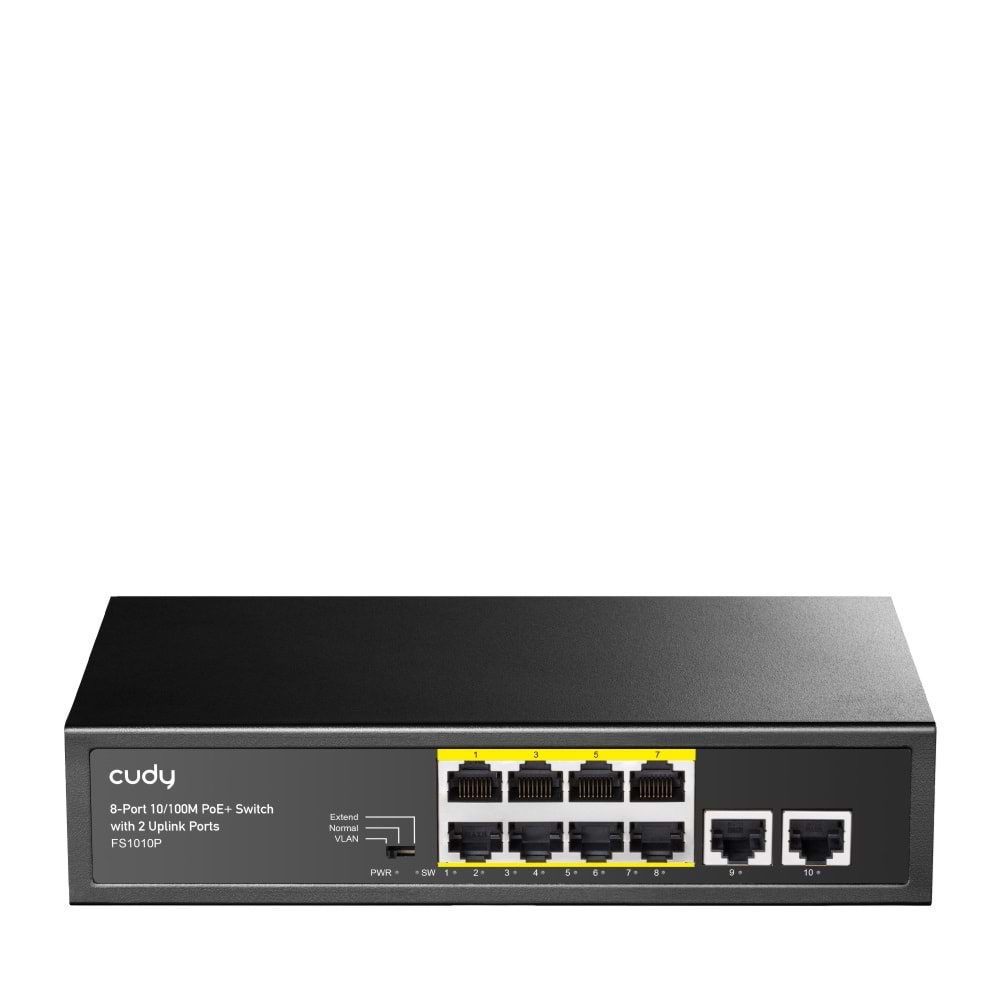 CUDY FS1010P 8 Port 10/100 Yönetilemez +2 Port Mb. Desktop (8 Port Poe+) 120W Switch