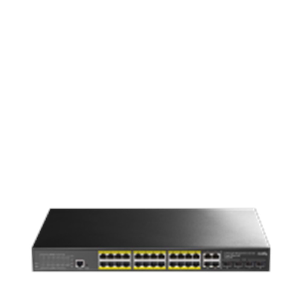 CUDY GS2028PS4-400W 24 Port 10/100/1000 Yönetilebilir (L2) +4 Port Gb. 4 SFP (1GB) Rack mount (24 Port Poe+) 400W Switch
