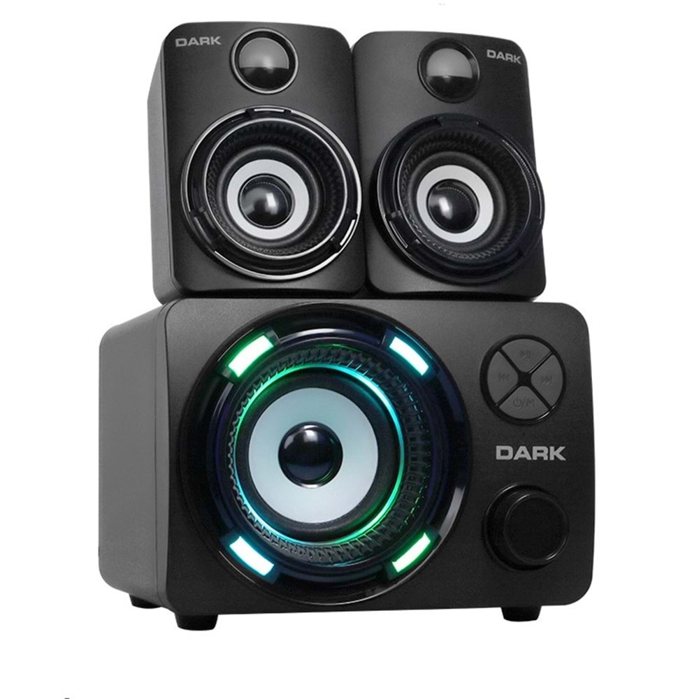 DARK DK-AC-SP214 2+1 11W Siyah 7 Farklı Renk Titreşimli LED Hoparlör