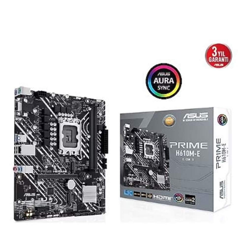 ASUS PRIME H610M-E-CSM H610 DDR5 Vga GLan mATX HD DP M2 RGB US3.2 1700p Anakart