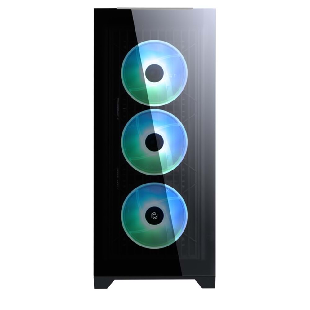 FRISBY FC-9455G VETRO 850W 80+ Bronze Siyah Dual-Ring RGB Fan Mid Tower ATX Kasa