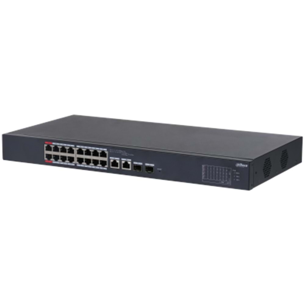DAHUA DH-CS4218-16ET-240 16+2 10/100 Yönetilebilir Cloud Switch +2 Port Gb. 16 PORT POE 265W Metal Kasa