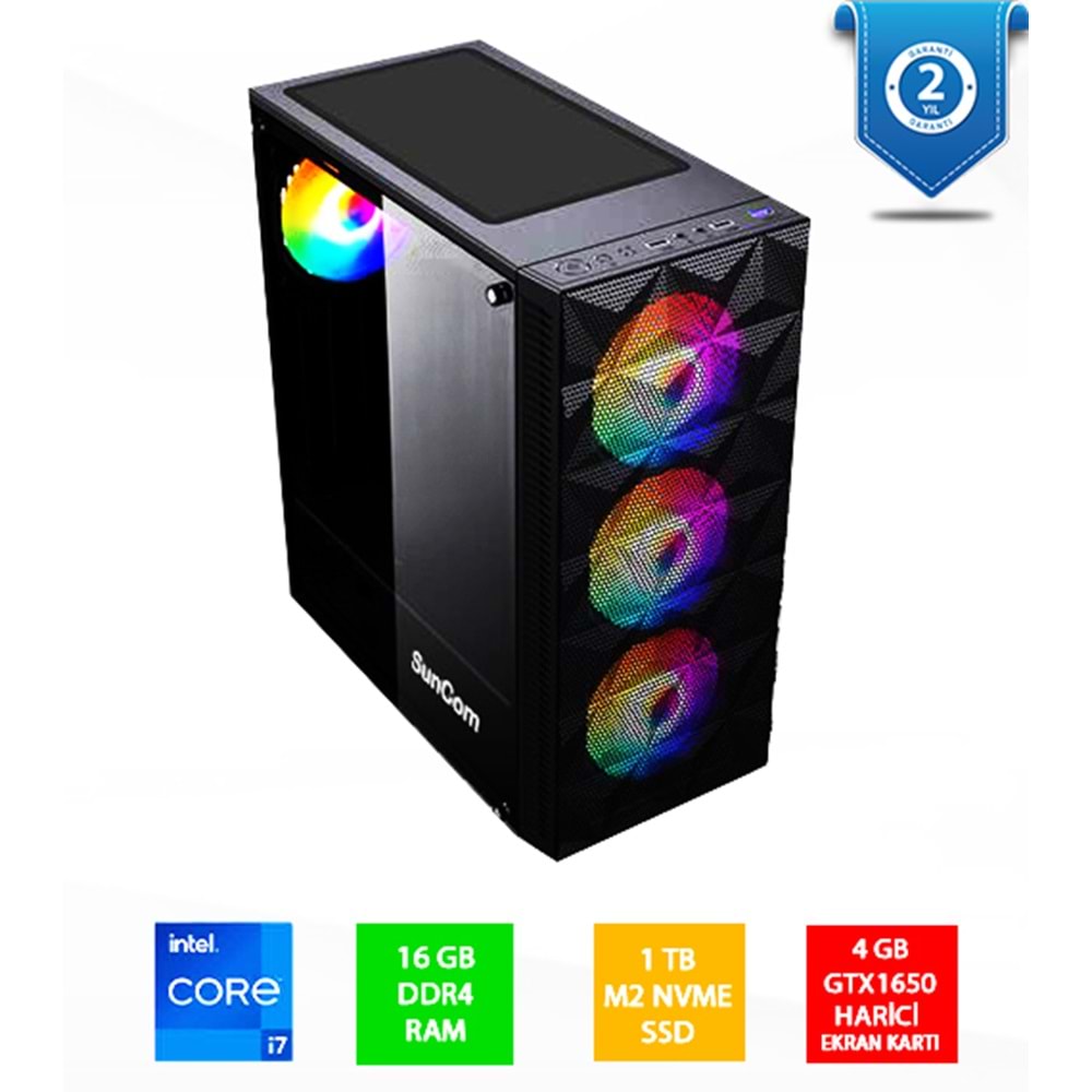 SUNCOM Gaming SG1-120 i7-12700F 16GB 1TB SSD 4gb GTX1650 DOS Masaüstü PC