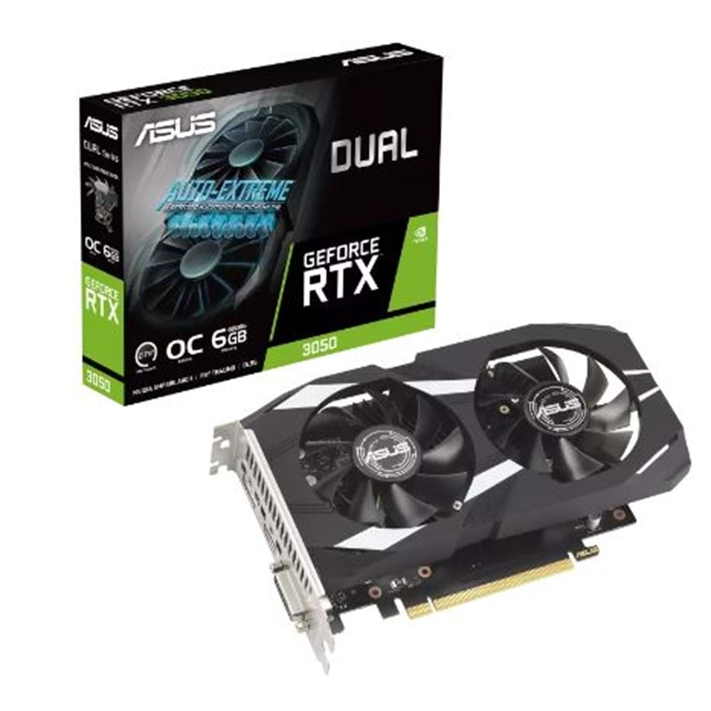 ASUS DUAL-RTX3050-O6G 6GB Geforce RTX3050 GDDR6 96bit HDMI DVI/DP 16x Ekran Kartı