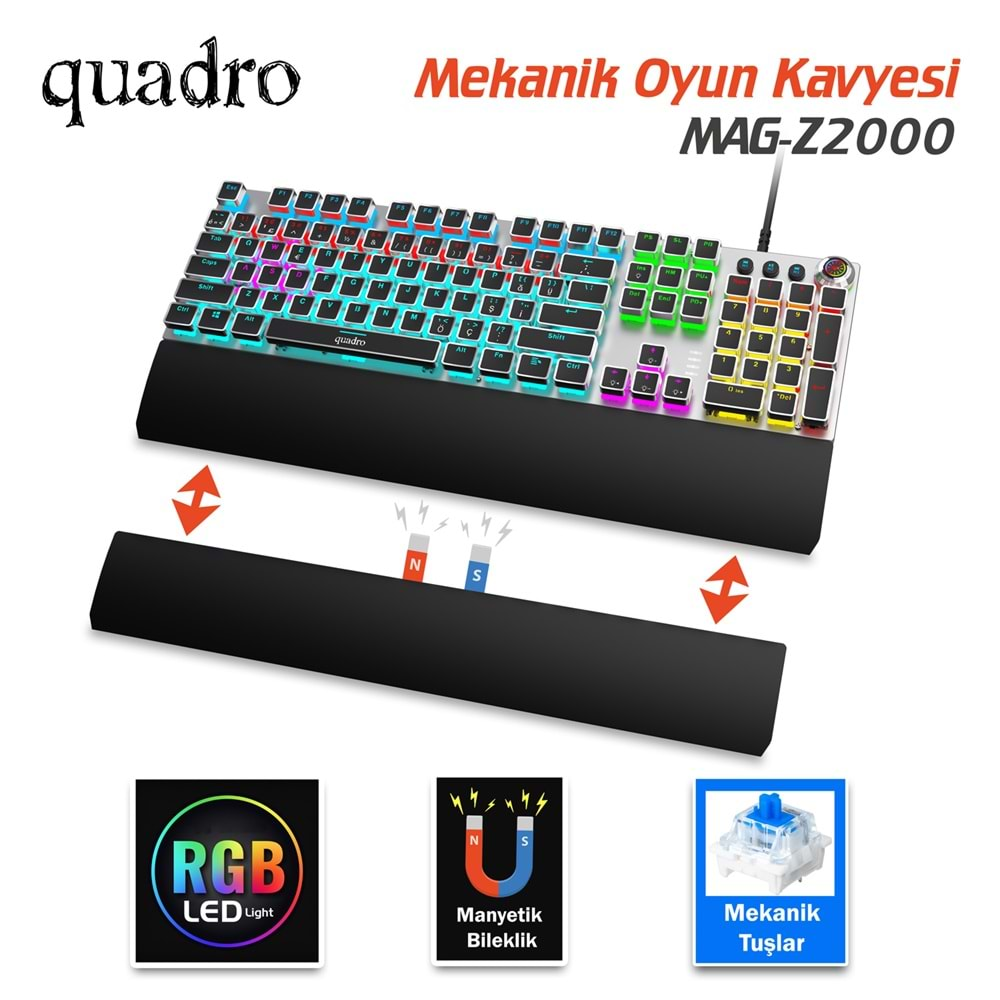 QUADRO MAG Z2000 Q Türkçe USB RGB Mekanik Gaming Klavye