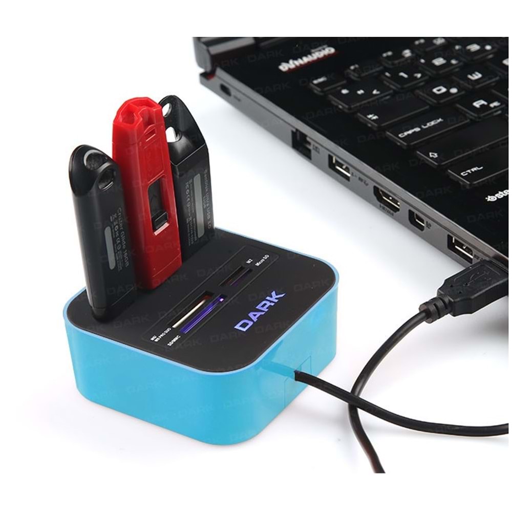 DARK DK-AC-UCR202BL MicroSD/SD/MMC/M2/MS USB 2.0 PRO DUO Kart Okuyucu