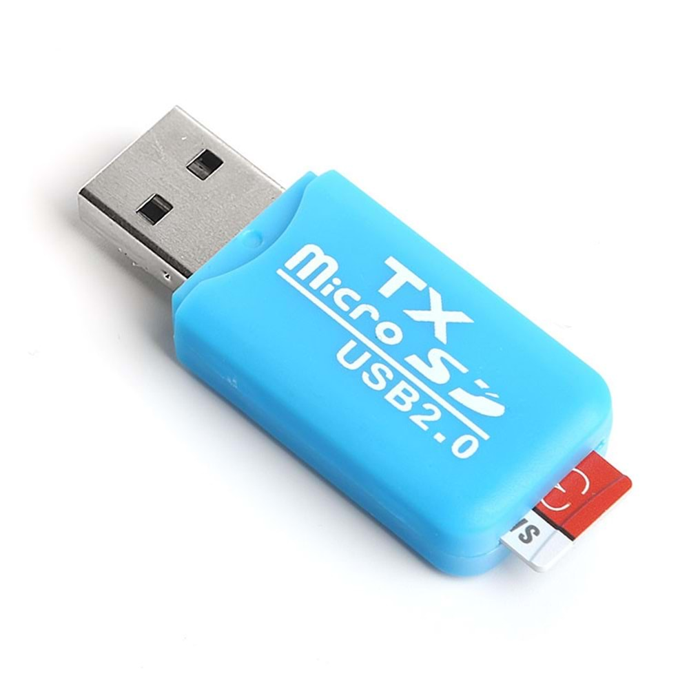 TX TXACUCR204BL Micro SD USB 2.0 Harici Mavi Kart Okuyucu