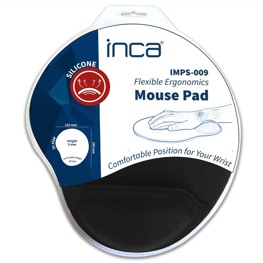 INCA IMPS-009 Bileklikli Siyah Mouse Pad