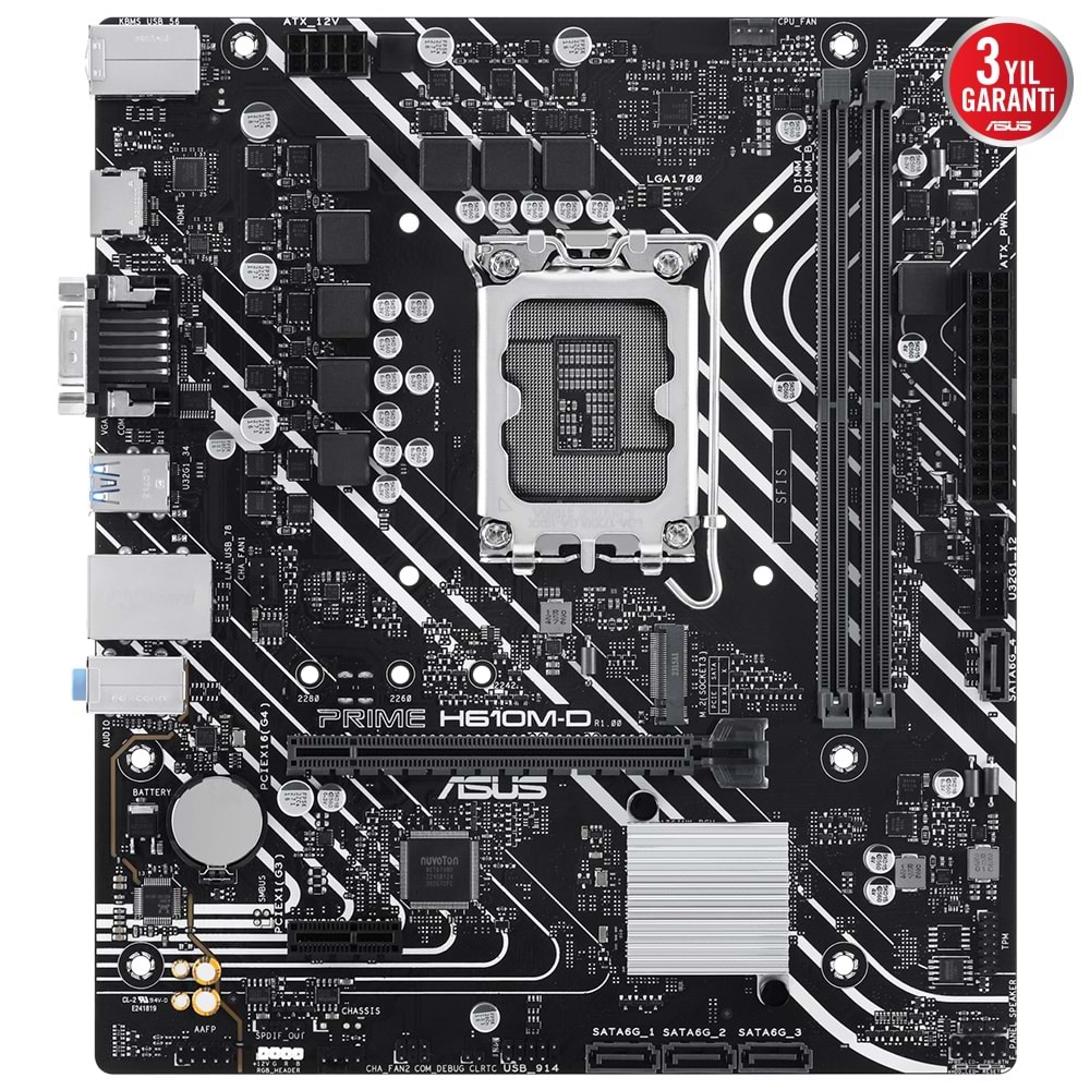 ASUS PRIME H610M-D H610 DDR5 Vga GLan mATX HD DP M2 USB3.2 COM 1700p Anakart