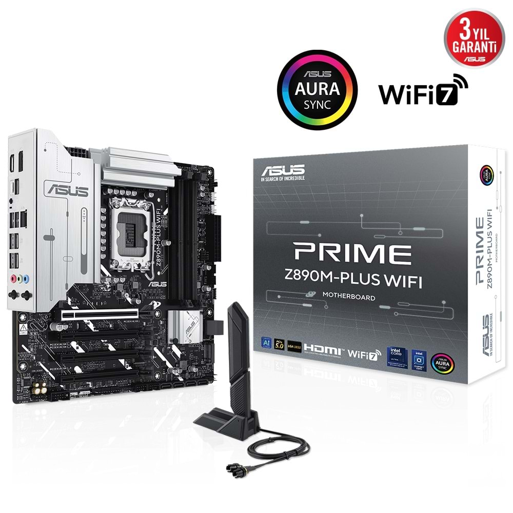 ASUS PRIME Z890M-PLUS WIFI Z890 DDR5 (Vga Yok) GLan 2.5G ATX HD DP TYP-C WİFİ7 BT M2 1851p Anakart