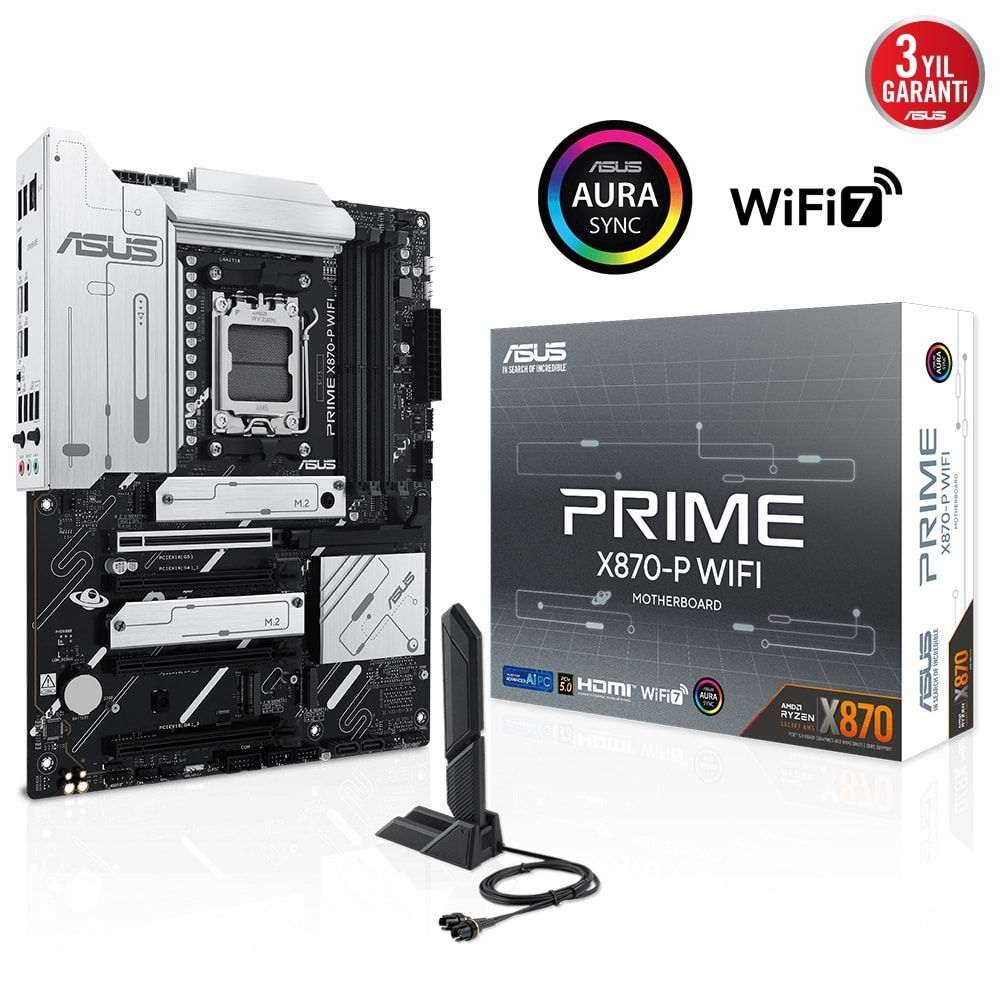 ASUS PRIME X870-P WIFI Z890 DDR5 (Vga Yok) GLan 2.5G ATX HD DP TYP-C WİFİ7 BT M2 1851p Anakart