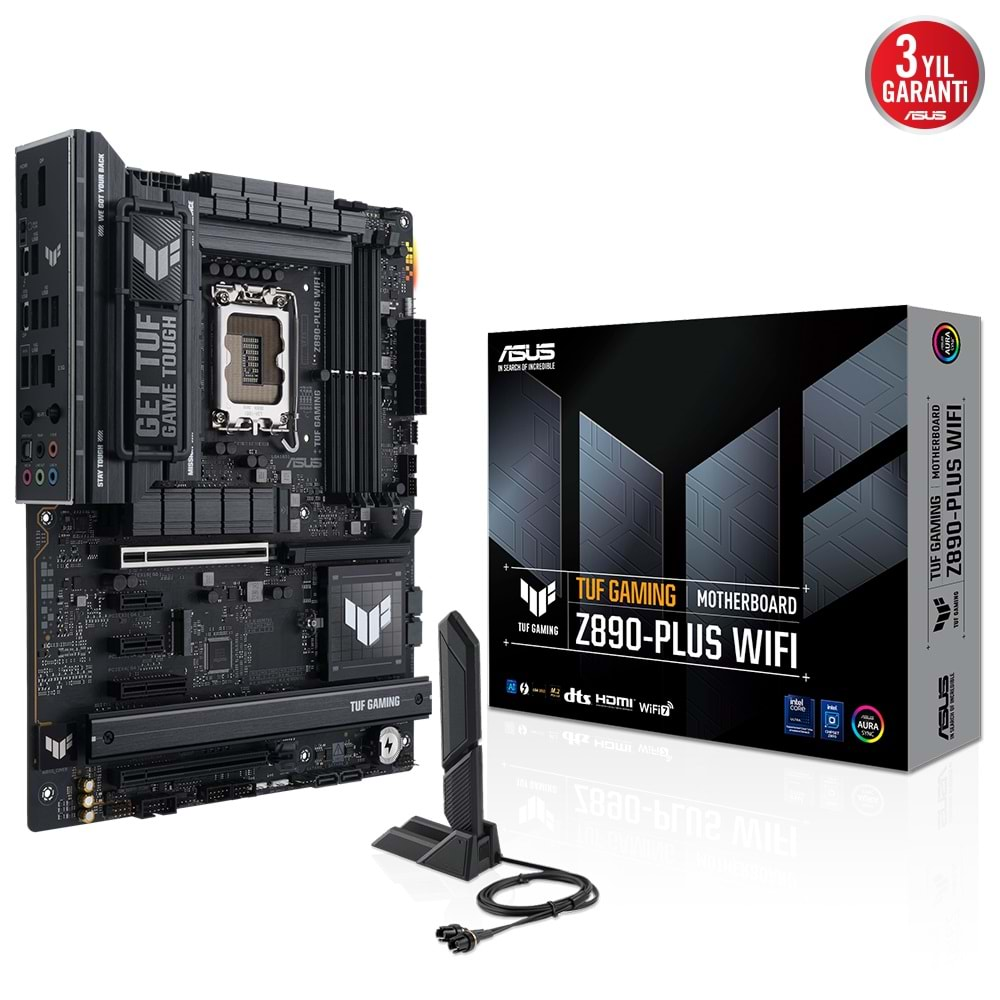 ASUS TUF GAMING Z890-PLUS WIFI Z890 DDR5 (Vga Yok) GLan 2.5G ATX HD DP TND US3 M2 WİFİ7 BT 1851p Anakart