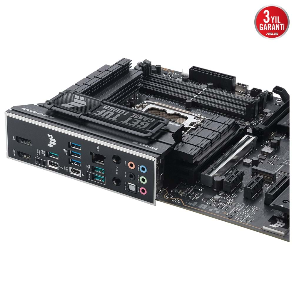 ASUS TUF GAMING Z890-PLUS WIFI Z890 DDR5 (Vga Yok) GLan 2.5G ATX HD DP TND US3 M2 WİFİ7 BT 1851p Anakart