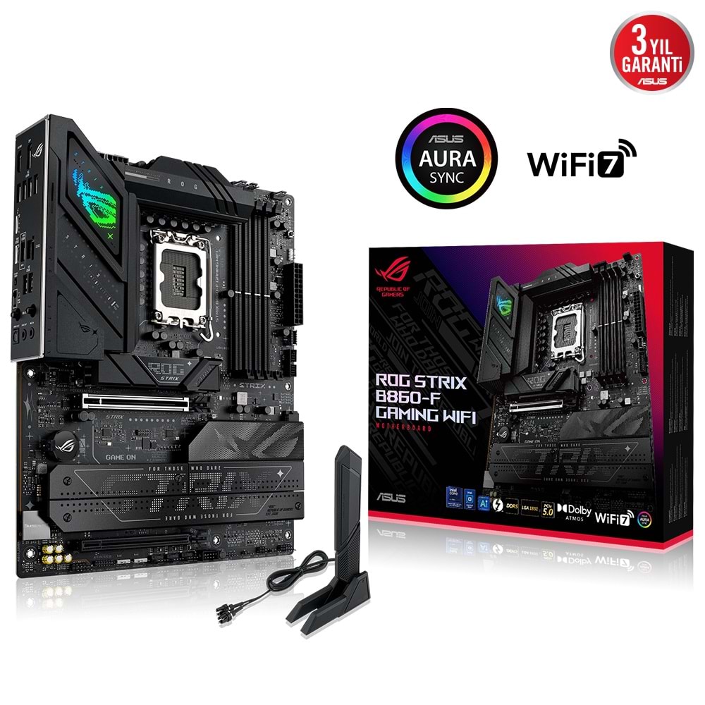 ASUS ROG STRIX B860-F GAMING WIFI B860 DDR5 (Vga Yok) GLan 2.5G ATX HD DP TYP-C M2 WİFİ BT RGB 1851p Anakart
