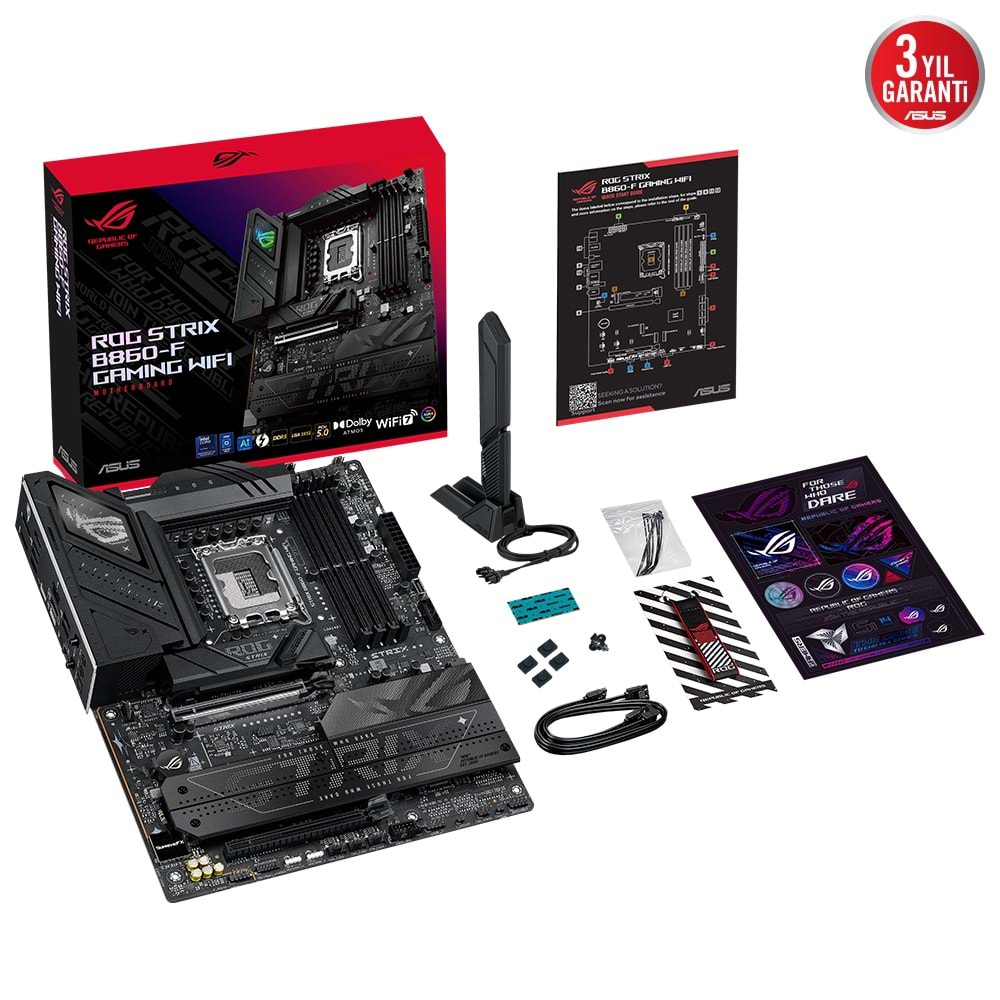 ASUS ROG STRIX B860-F GAMING WIFI B860 DDR5 (Vga Yok) GLan 2.5G ATX HD DP TYP-C M2 WİFİ BT RGB 1851p Anakart