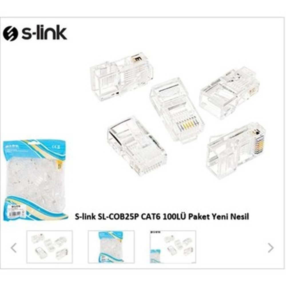 S-LINK SL-COB25P CAT6 UTP Yeni Nesil RJ45 Konnektör (100 Adet)