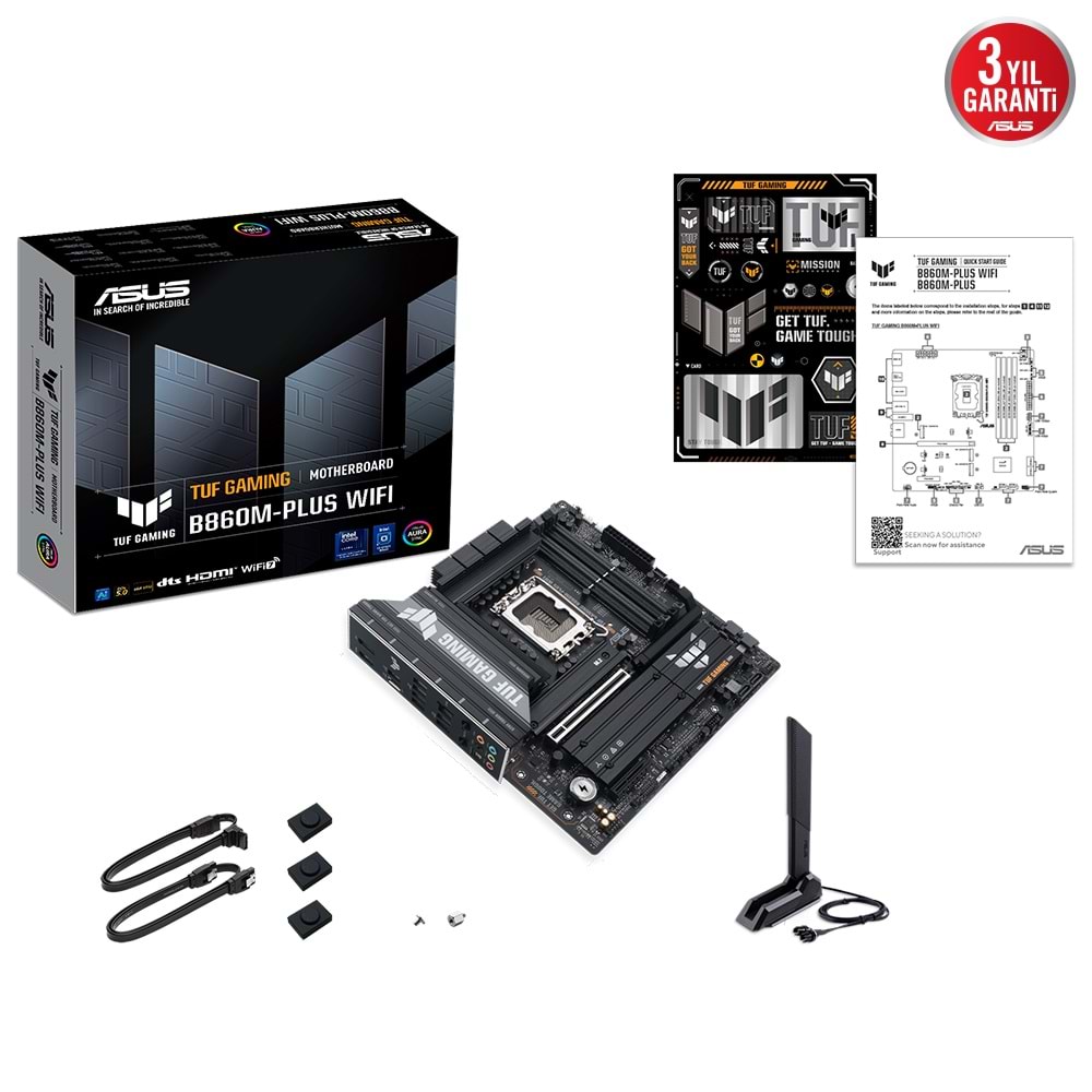 ASUS TUF GAMING B860M-PLUS WIFI B860 DDR5 (Vga Yok) GLan 2.5G mATX HD DP TYP-C WF7 BT M2 1851p Anakart
