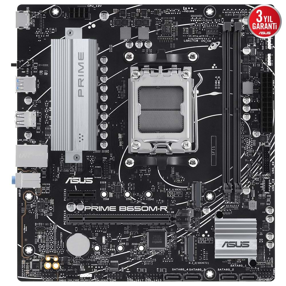 ASUS PRIME B650M-R B650 DDR5 (Vga Yok) GLan 2.5G mATX HDMI USB3 ARGB 2xM2 AM5 AMD Anakart