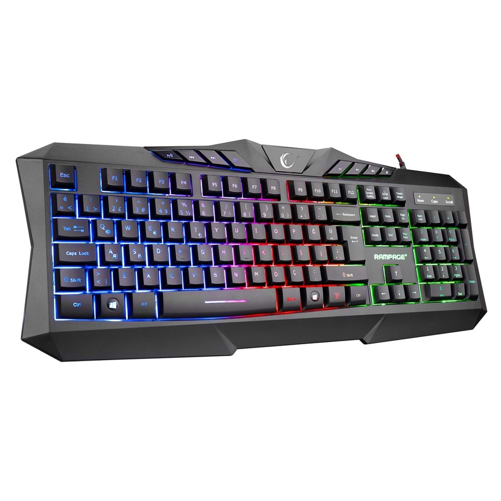 RAMPAGE KM-404 ARGENTI Q Türkçe Siyah Rainbow Aydınlatmalı Klavye+Mouse+Pad+Kulaklı