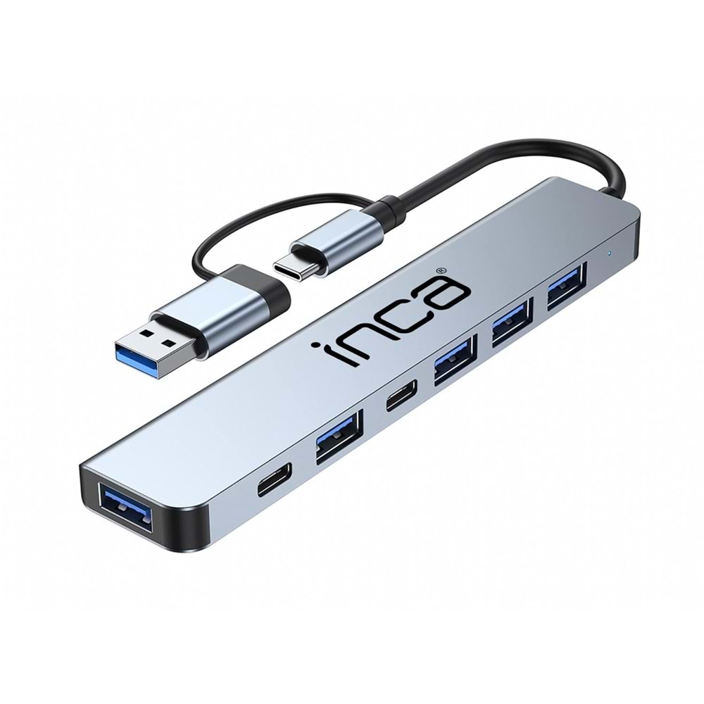 INCA IUTP-7T 7 Port X5 USB 3.0 + 2 Type-C Aluminyum Çoklayıcı