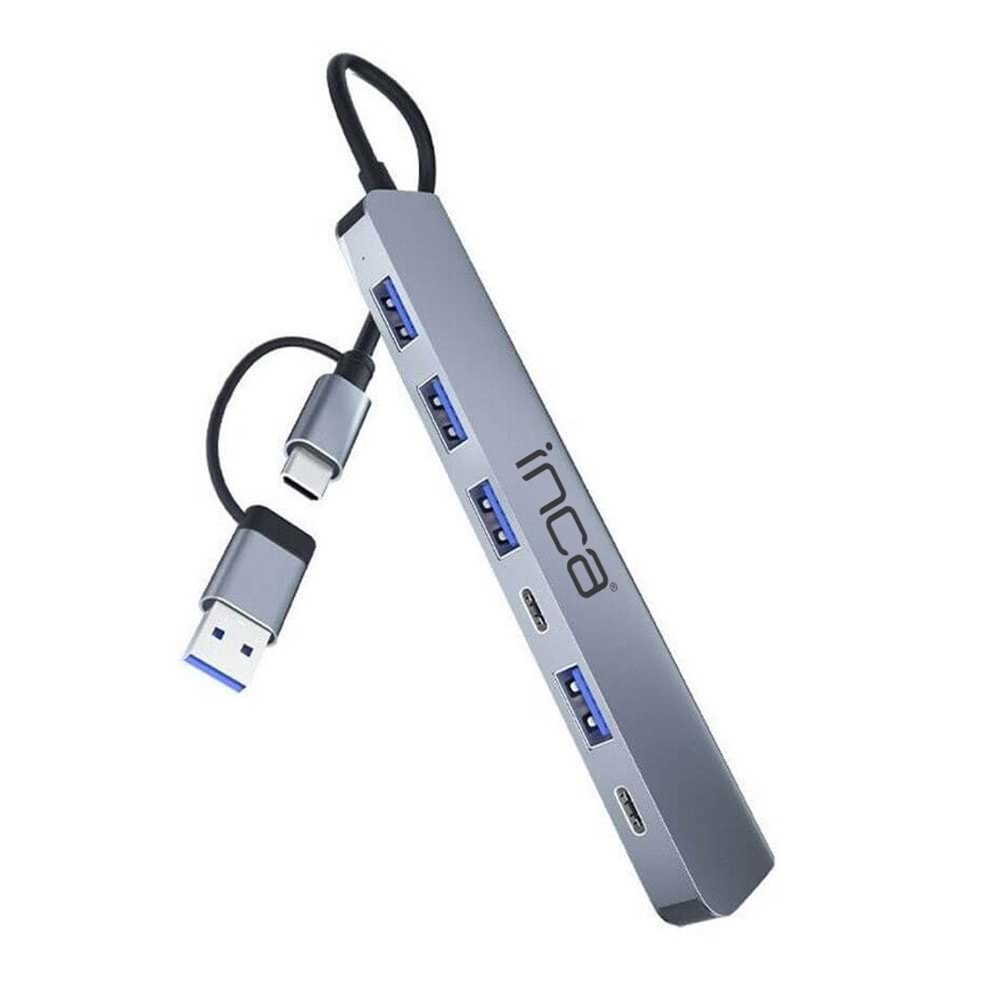 INCA IUTP-7T 7 Port X5 USB 3.0 + 2 Type-C Aluminyum Çoklayıcı