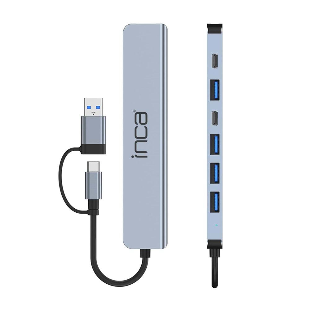 INCA IUTP-7T 7 Port X5 USB 3.0 + 2 Type-C Aluminyum Çoklayıcı