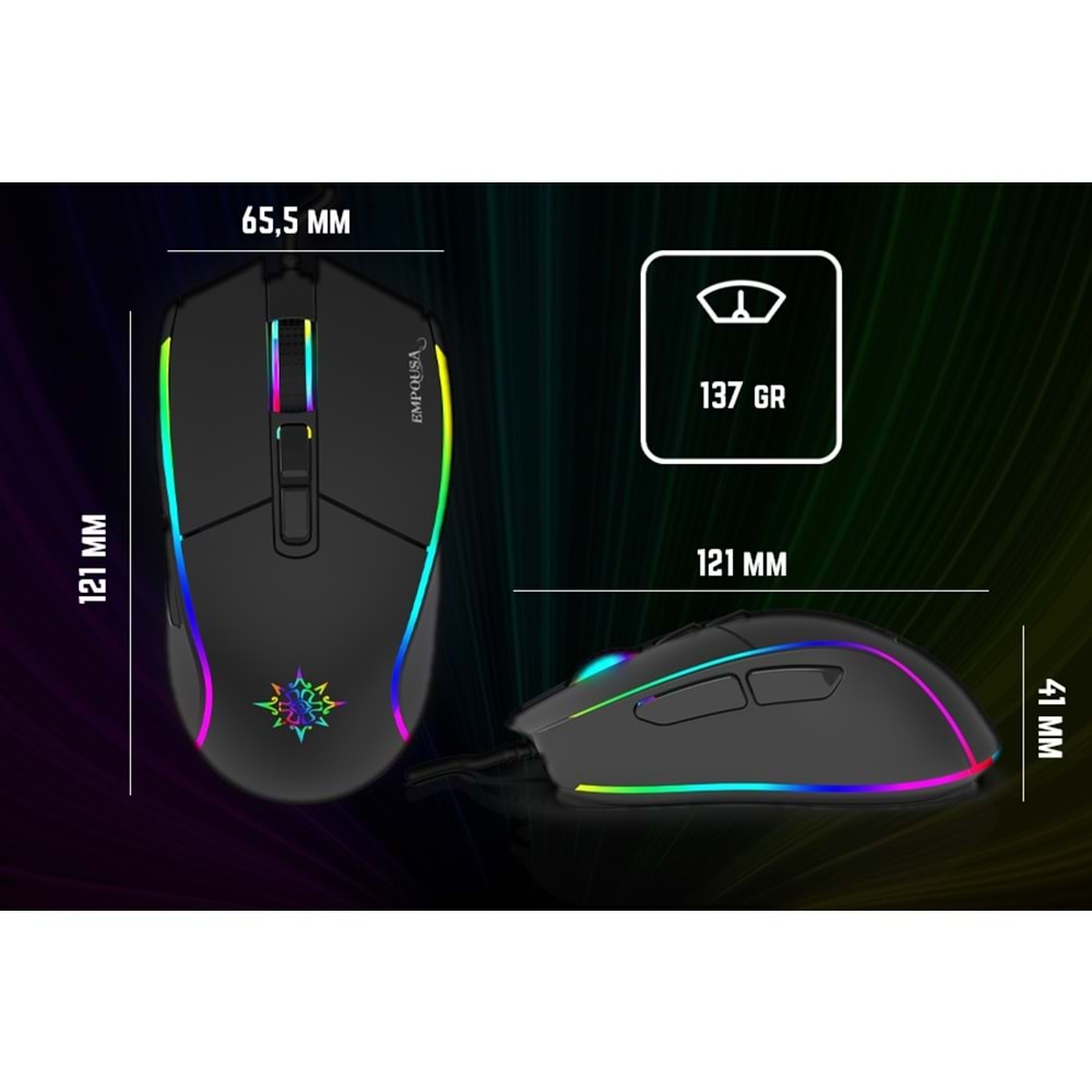 INCA IMG-343 USB 6400dpi siyah RGB Optik Oyuncu Mouse