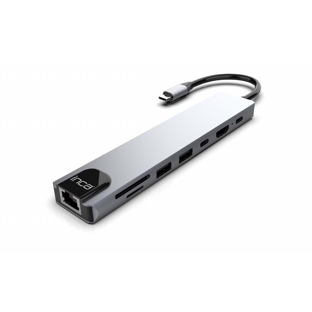 INCA ITPC-7T 8 Port Type-C Hub+Çevirici Aluminyum Çoklayıcı
