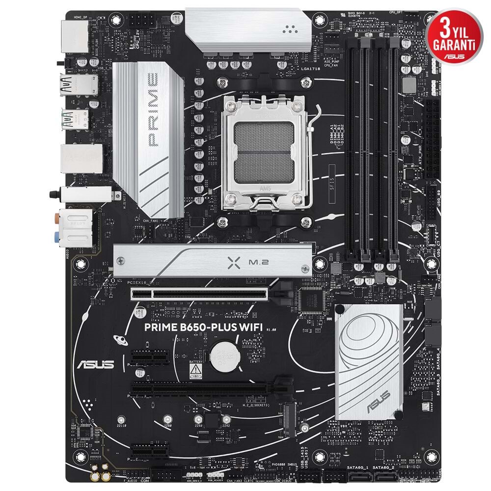 ASUS PRIME B650-PLUS WIFI B650 DDR5 (Vga Yok) GLan 2.5G ATX HD DP WIFI6 BT RGB M2 AM5 AMD Anakart