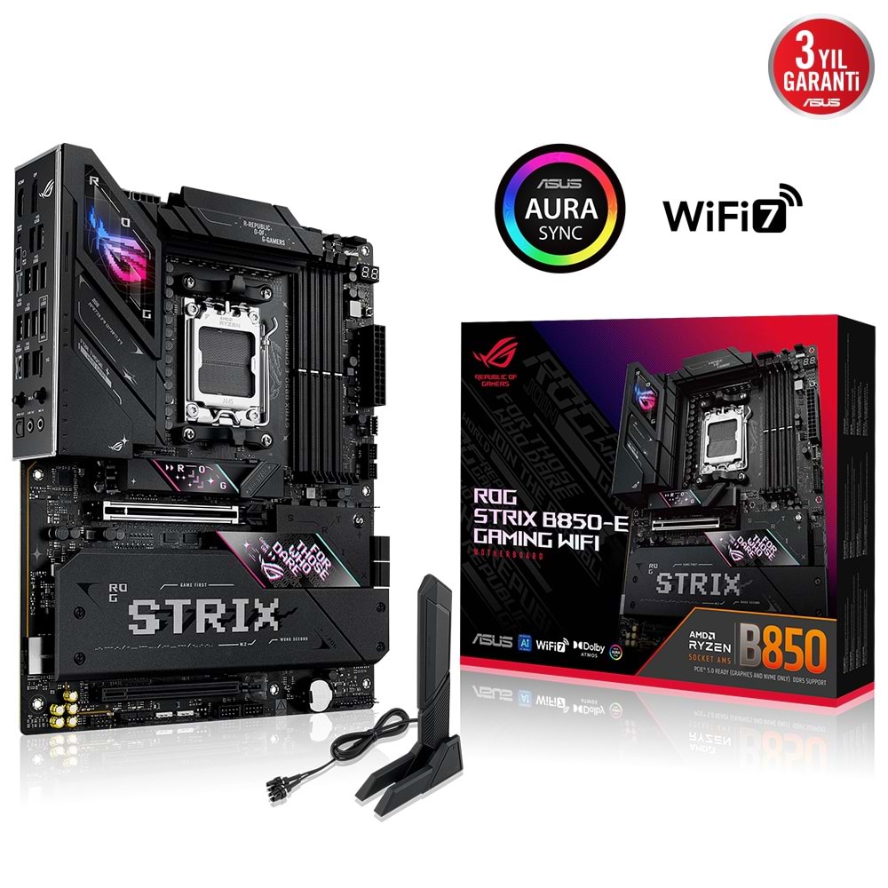 ASUS ROG STRIX B850-E GAMING WIFI B850 DDR5 (Vga Yok) GLan 5GB ATX HD DP TYP-C OPTİK M2 RGB AM5 AMD Anakart