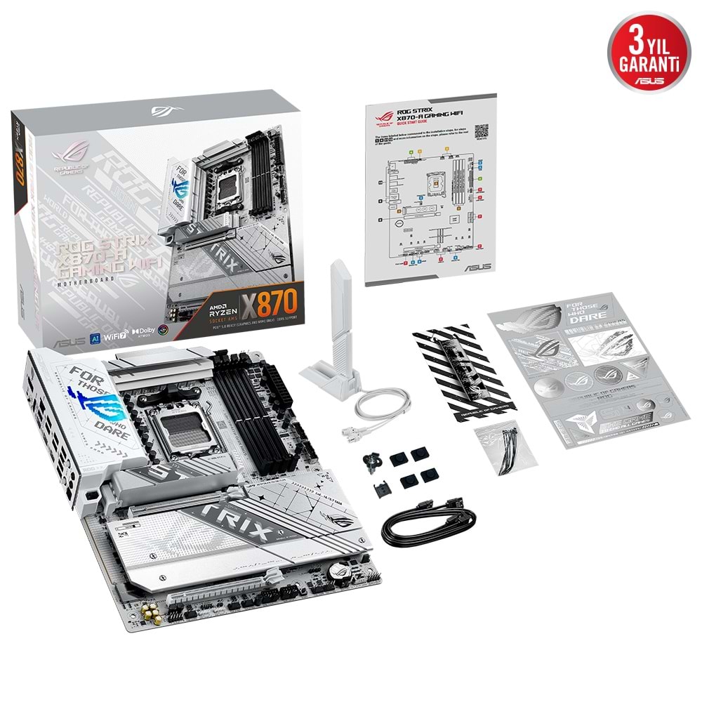 ASUS ROG STRIX X870-A GAMING WIFI X870 DDR5 (Vga Yok) GLan 2.5G ATX HD DP WIFI7 BT OPT M2 RGB AM5 AMD Anakart