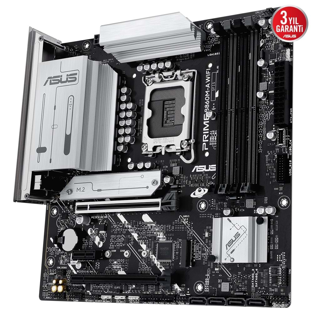 ASUS PRIME B860M-A WIFI B860 DDR5 (Vga Yok) GLan 2.5G mATX HD DP WIFI6 BT M2 TYP-C RGB 1851p Anakart