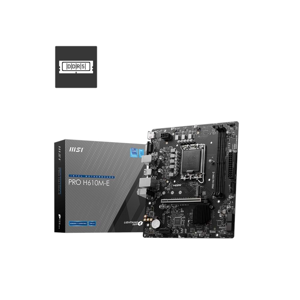 MSI PRO H610M-E H610 DDR4 Vga GLan mATX HDMI M2 USB3.2 1700p Anakart