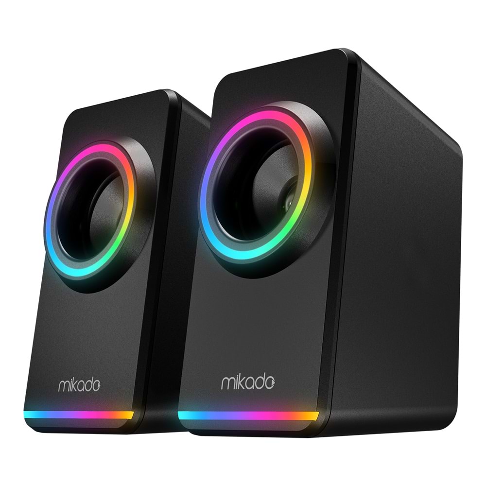 MIKADO MD-182 RGB Aydınlatmalı 2x3W Siyah USB + 3.5mm Hoparlör