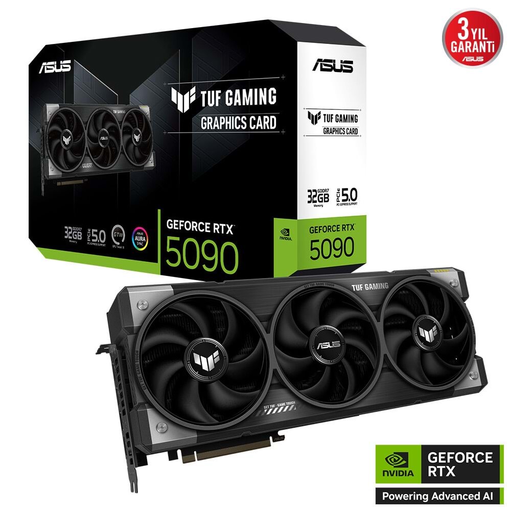 ASUS TUF-RTX5090-32G-GAMING 32GB Geforce RTX5090 GDDR7 512bit 2xHDMI 3xDP 16x Ekran Kartı (ARGB)