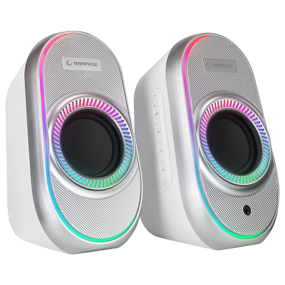 RAMPAGE RMS-X3 Bluetooth 2x3W Beyaz RGB Işıklı Gaming Hoparlör